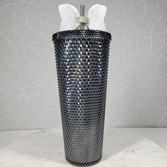 Starbucks Black Iridescent Studded Tumbler‎ Venti 24oz Gray Straw Fall 2020 - Picture 3 of 15